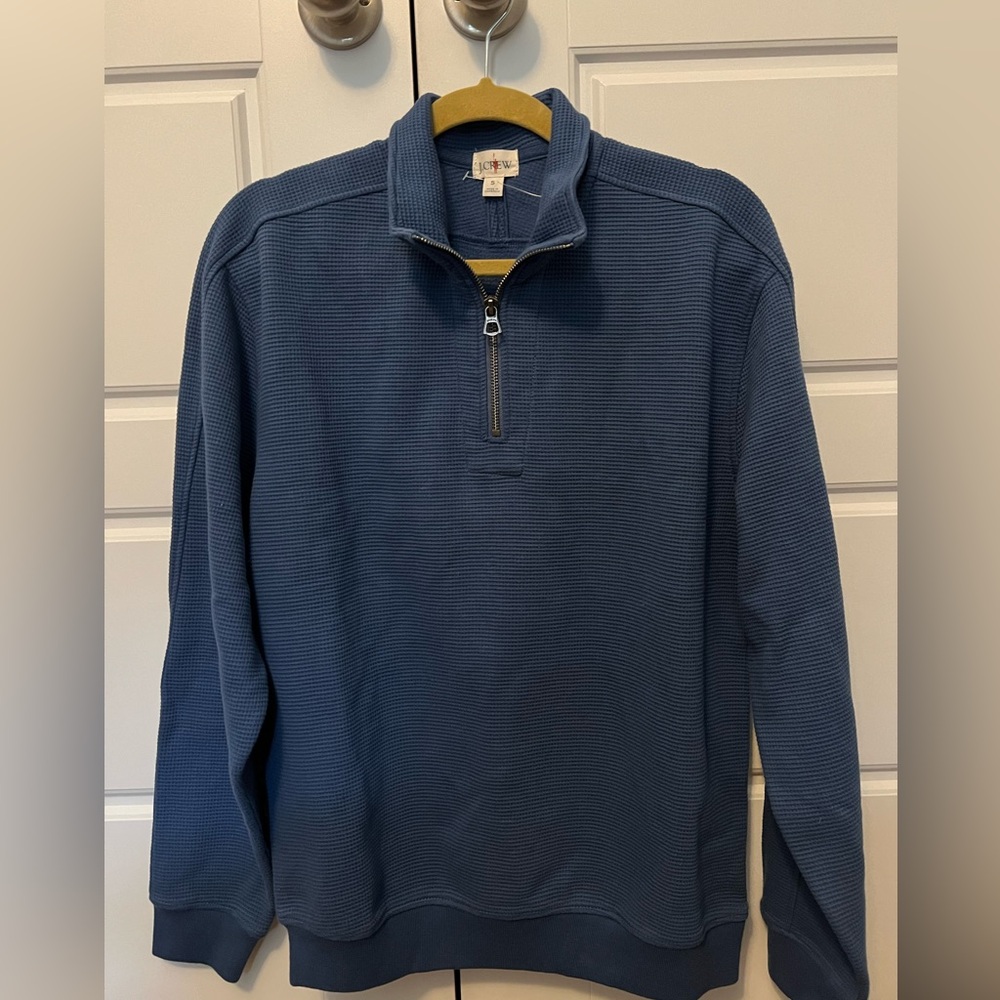 Brushed waffle-knit half-zip pullover